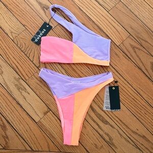 ONEONE Colorblock Bikini Set - Pink, Purple, and Orange